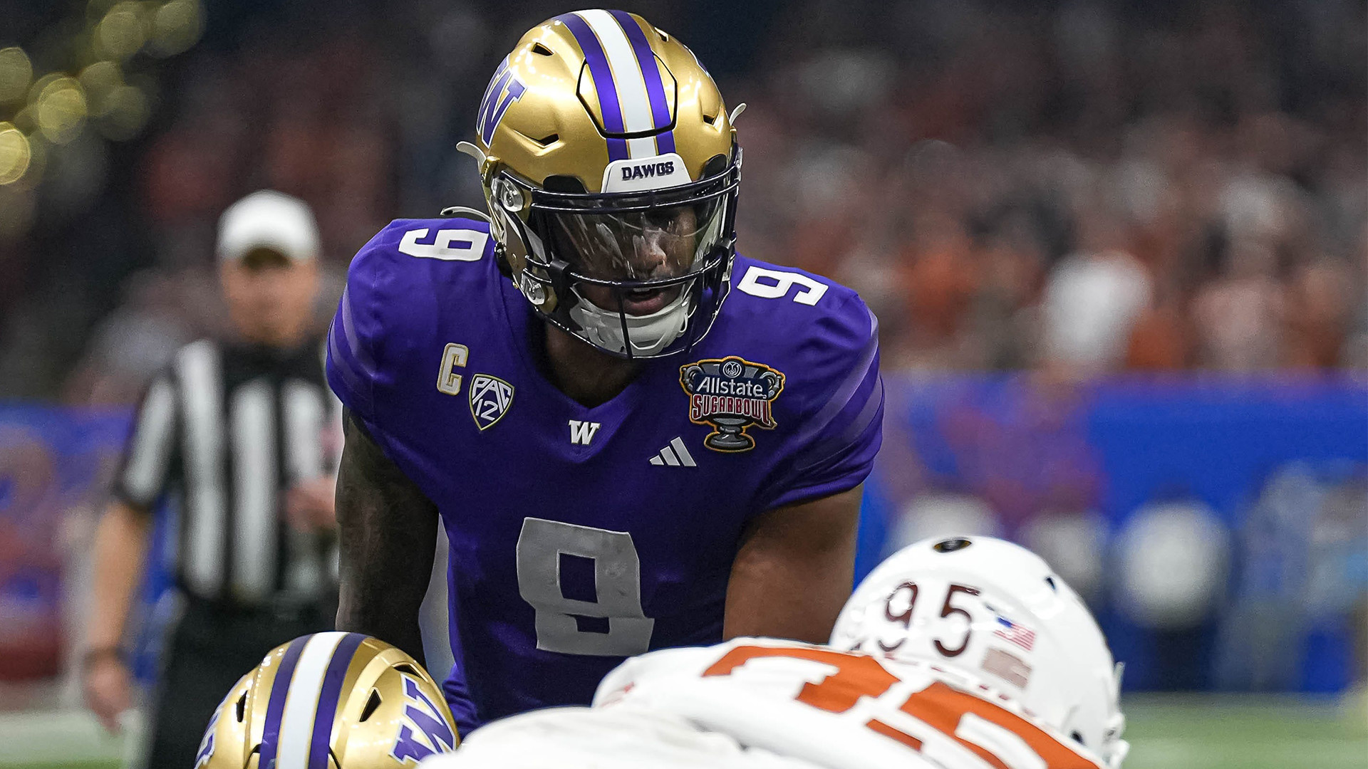 Washington quarterback Michael Penix Jr. lines up for a snap during the Sugar Bowl.